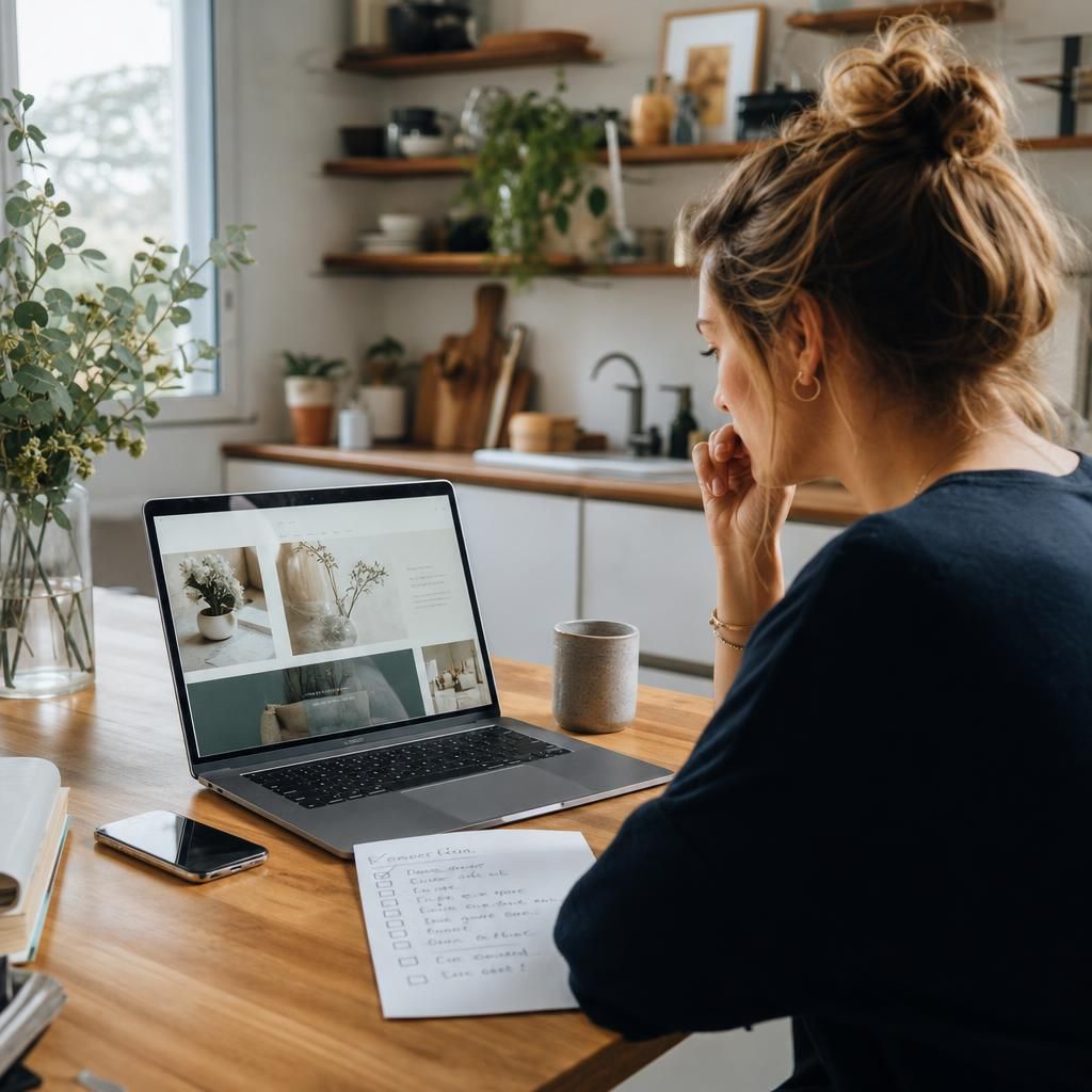 Small business owner finalizing a website launch checklist