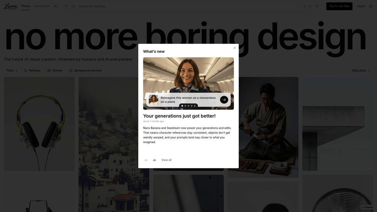 Website pop-up showing a woman on a plane, with text and a play button.