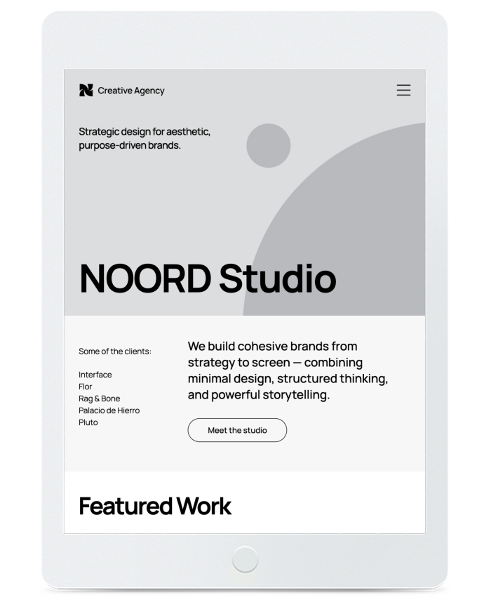 Agency Wireframe — tablet view