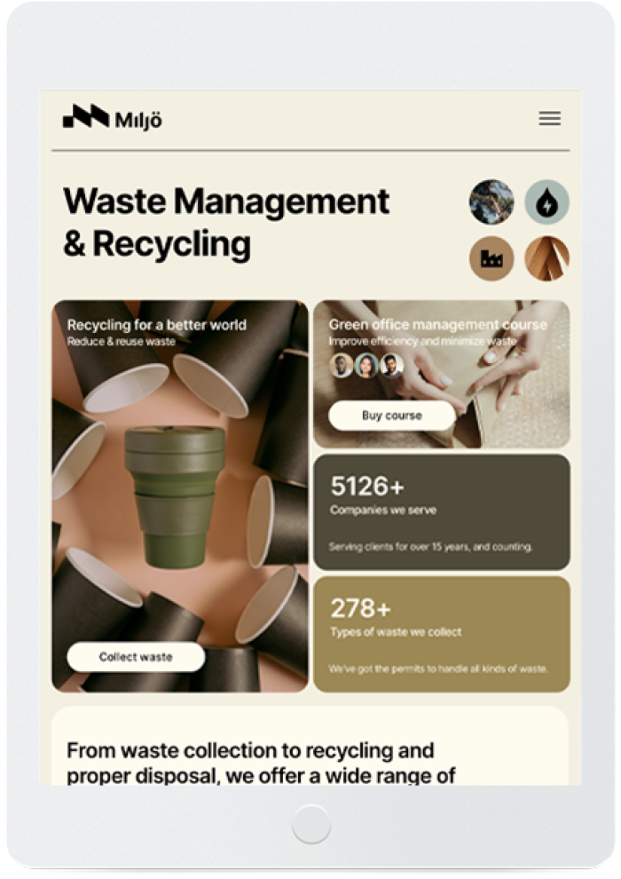Recycling & Waste Services — tablet view