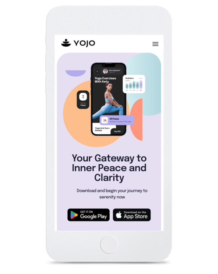 App Landing Page — mobile view