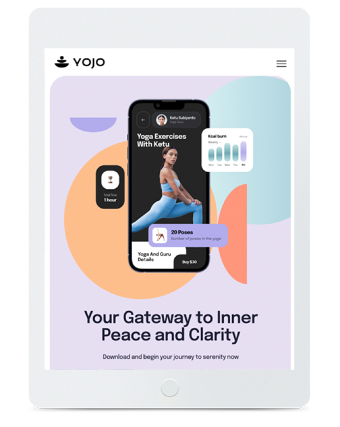 App Landing Page — tablet view