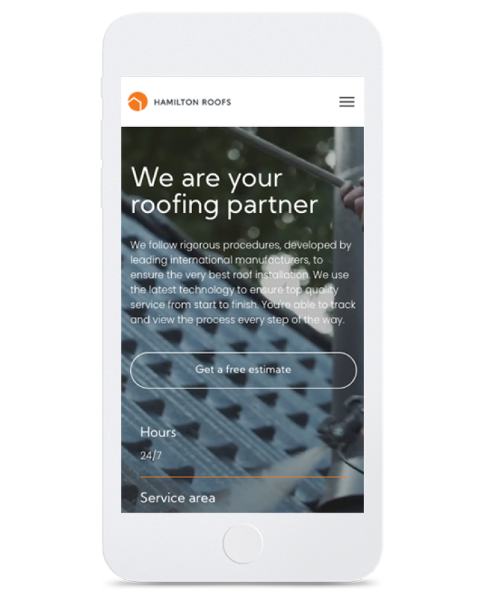Roofing company — mobile view