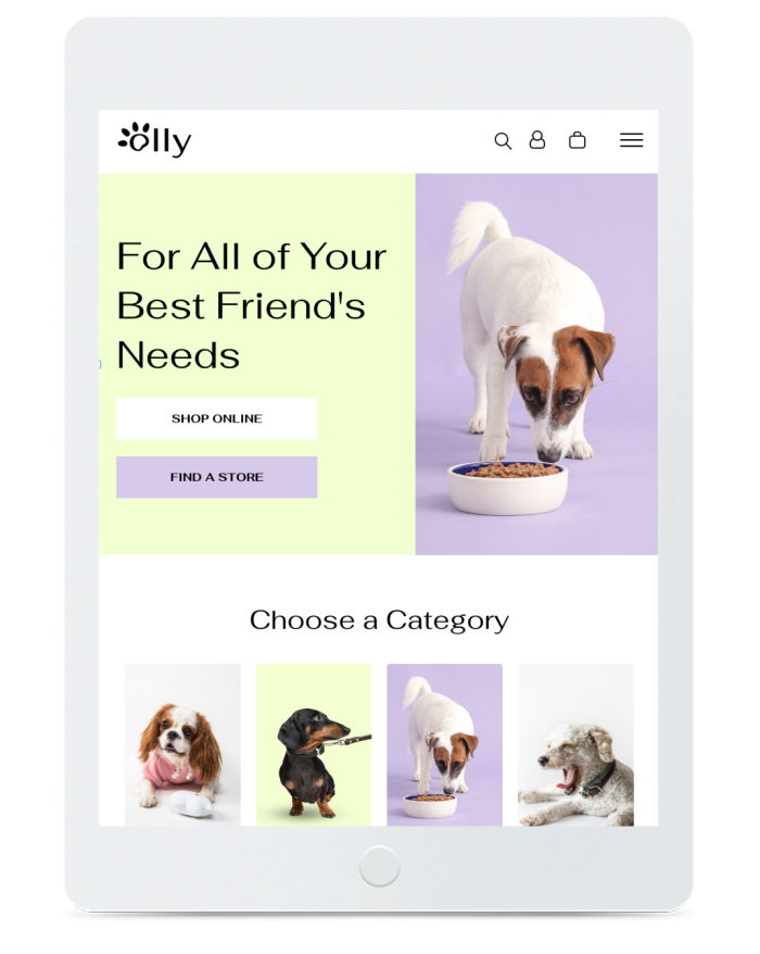 Dog Store — tablet view