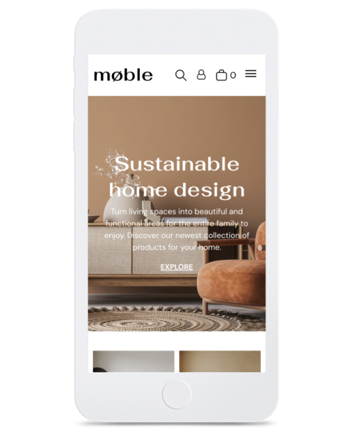 Home Design Store — mobile view