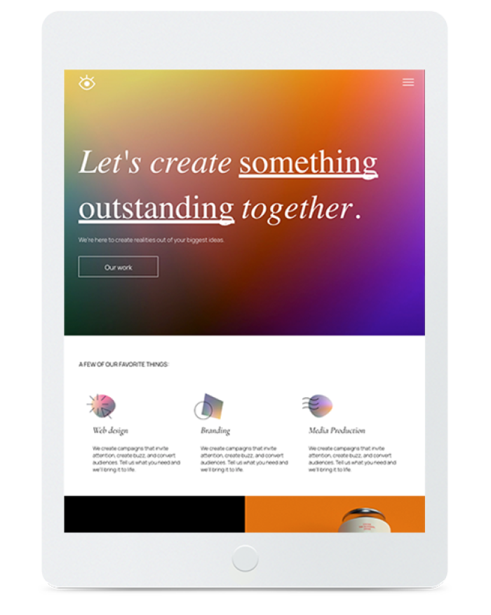 Design Agency — tablet view