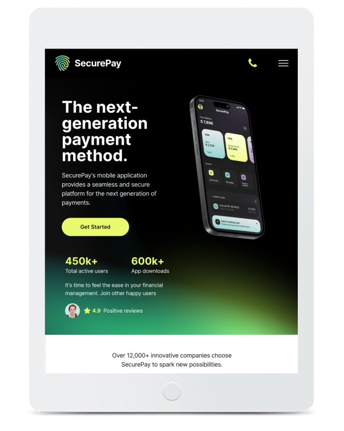 Mobile App — tablet view