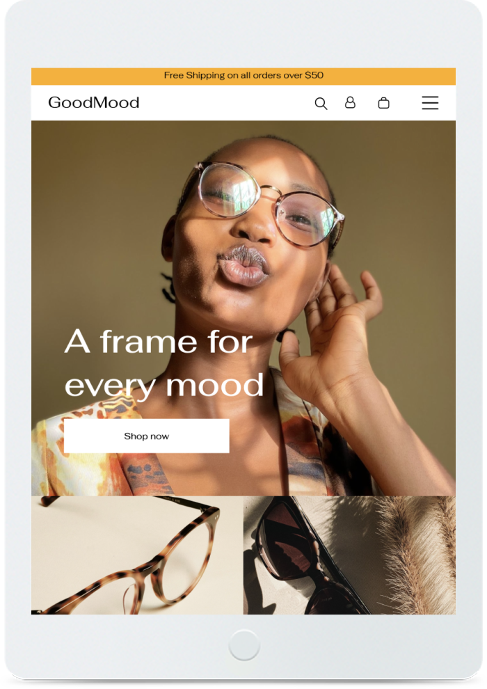 Optic Store — tablet view