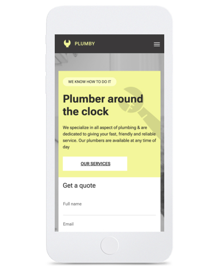 Plumber — mobile view