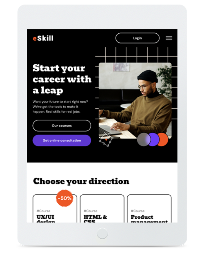 Online Education — tablet view