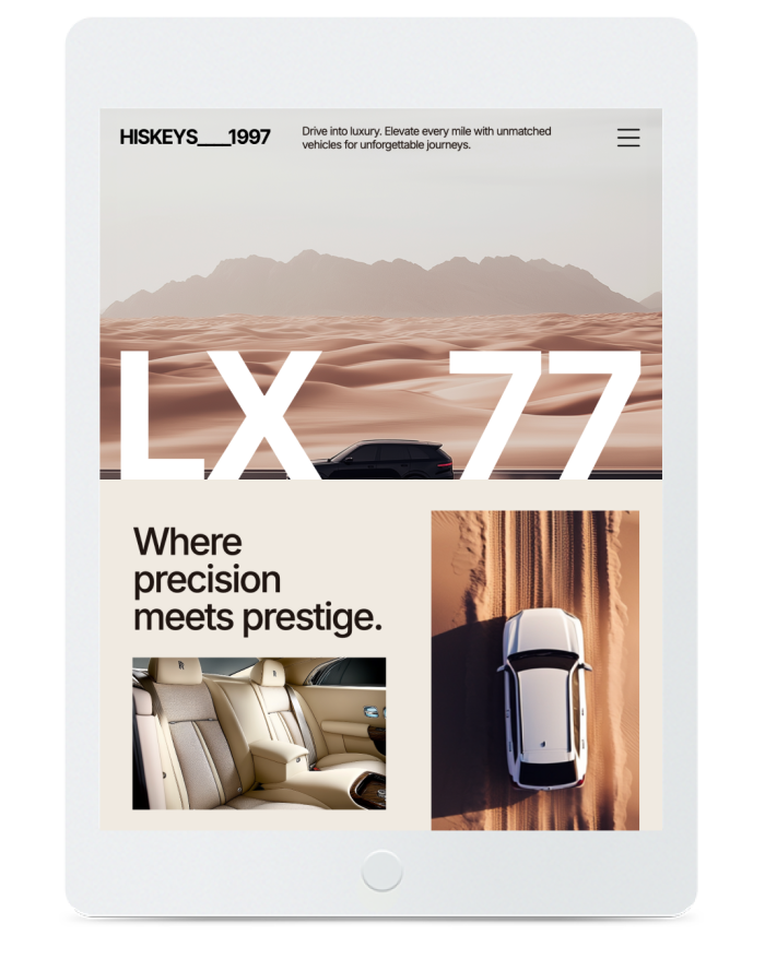 Luxury Car Rental — tablet view