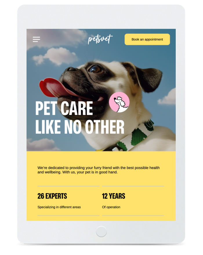 Vet Clinic — tablet view