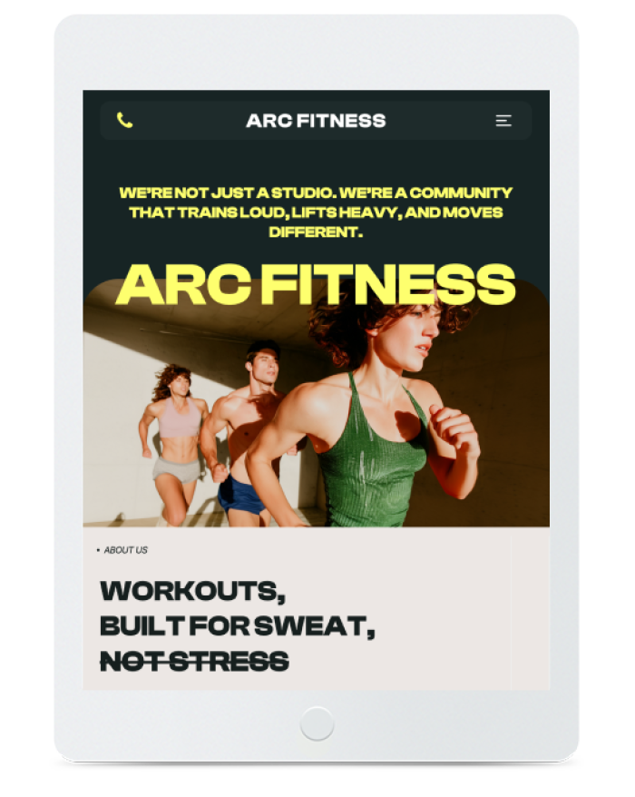 Fitness Studio — tablet view