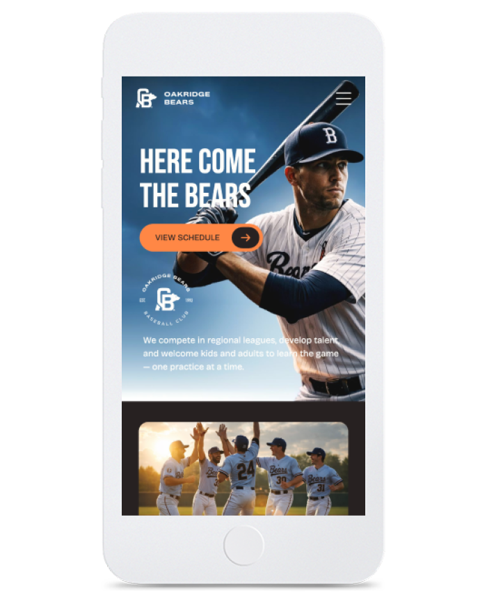 Baseball Team Club — mobile view